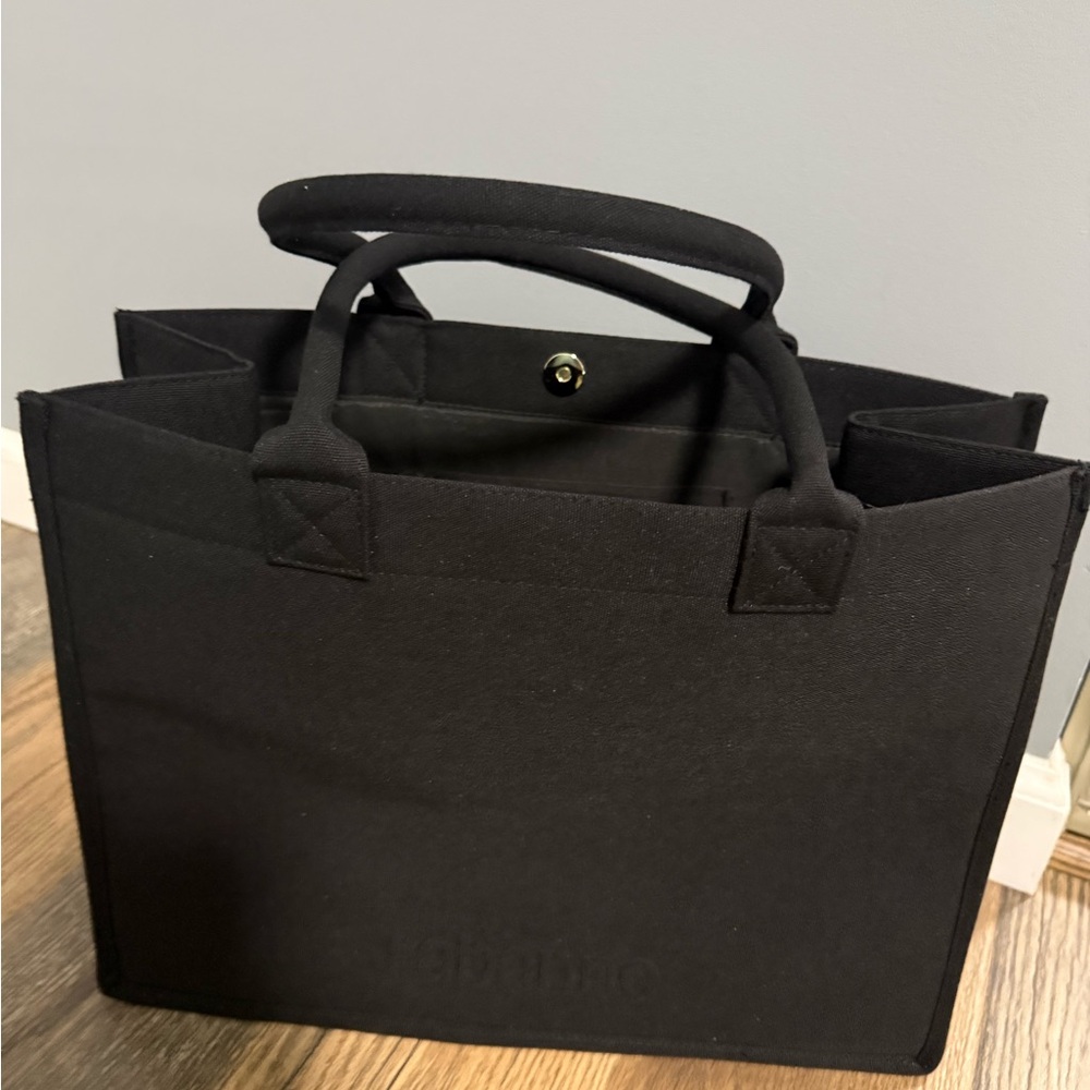Paco Rabanne Black Canvas Tote with Rounded Top Handles 16x6.5x12